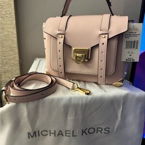 Michael Kors Manhattan medium powder blush leather top-handle satche
